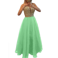 Funki Buys | Dresses | Women's Chiffon Beaded Lace Long Prom Dress