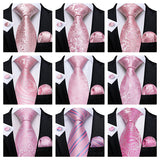 Funki Buys | Neckties | Men's 3 Pcs Silk Pink Wedding Tie Set