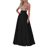 Funki Buys | Dresses | Women's Satin Sequin Evening Dress