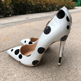 Funki Buys | Shoes | Women's White Black Polka Dot Heels