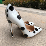 Funki Buys | Shoes | Women's White Black Polka Dot Heels