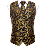 Funki Buys | Vests | Men's 4 Pcs Classic Gold Black Tie Vest Set