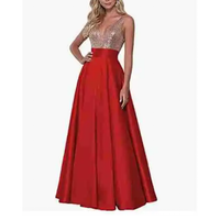 Funki Buys | Dresses | Women's Satin Sequin Evening Dress
