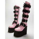 Funki Buys | Boots | Women's Pink Studded Belt Platform Boots