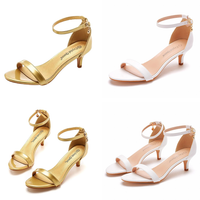 Funki Buys | Shoes | Women's Gold Rhinestone Low Wedding Prom Sandals