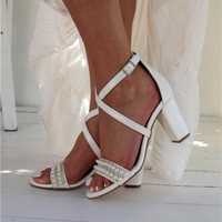 Funki Buys | Shoes | Women's Pearl Cross Strap Wedding Sandals | Pumps