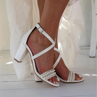 Funki Buys | Shoes | Women's Pearl Cross Strap Wedding Sandals | Pumps