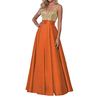 Funki Buys | Dresses | Women's Satin Sequin Evening Dress