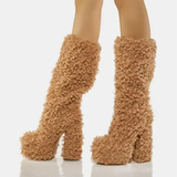 Funki Buys | Boots | Women's Knee-High Fuzzy Platform Boots