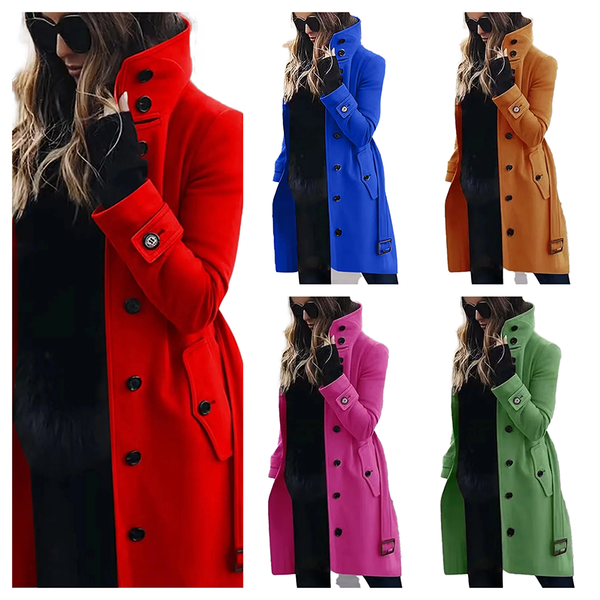 Funki Buys | Jackets | Women's Wool Blend Stand Collar Coat