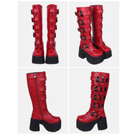 Funki Buys | Boots | Women's Harajuku Wide Buckle Boots