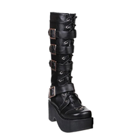 Funki Buys | Boots | Women's Gothic Platform Boots | 4 Buckle Straps