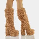 Funki Buys | Boots | Women's Knee-High Fuzzy Platform Boots