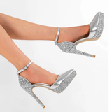 Funki Buys | Shoes | Women's Sequin Cloth Bling Stiletto Sandal