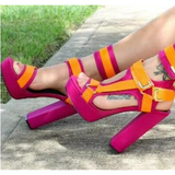 Funki Buys | Shoes | Women's Chunky Heel Strappy Sandals