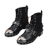 Funki Buys | Boots | Men's Genuine Leather Rivet Ankle Boots | Gothic