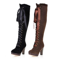 Funki Buys | Boots | Women's Thigh High Lace Up Luxury Platform Boots