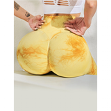 Women's High Waist Soft Smile Yoga Pants - Tiedyed Yellow - Fitness Leggings - XXL - Polyester Spandex - image 43