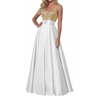 Funki Buys | Dresses | Women's Satin Sequin Evening Dress