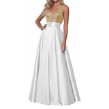 Funki Buys | Dresses | Women's Satin Sequin Evening Dress