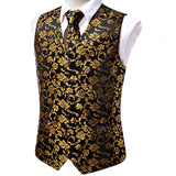 Funki Buys | Vests | Men's 4 Pcs Classic Gold Black Tie Vest Set