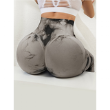 Women's High Waist Soft Smile Yoga Pants - Tiedyed Black - Fitness Leggings - XXL - Polyester Spandex - image 45