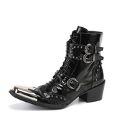 Funki Buys | Boots | Snake Pattern Vintage Ankle Boots | Buckle Rivet