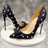Funki Buys | Shoes | Women's Silk Polka Dot Bow Knot Heels