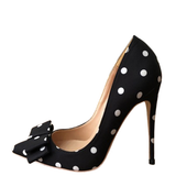 Funki Buys | Shoes | Women's Silk Polka Dot Bow Knot Heels