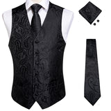 Funki Buys | Vests | Men's 5 Pcs Luxury Black Vest Tie Set