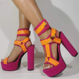 Funki Buys | Shoes | Women's Chunky Heel Strappy Sandals