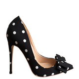 Funki Buys | Shoes | Women's Silk Polka Dot Bow Knot Heels