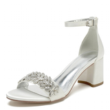 Funki Buys | Shoes | Women's Block Heel Rhinestone Wedding Shoes