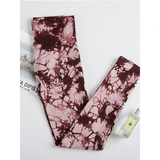 Women's High Waist Soft Smile Yoga Pants - Tiedyed Wine - Fitness Leggings - XXL - Polyester Spandex - image 46