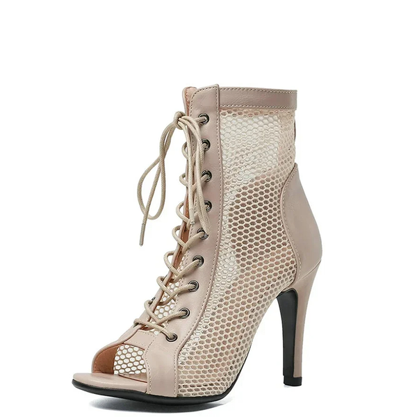 Funki Buys | Boots | Women's Mesh Peep Toe Stiletto Booties