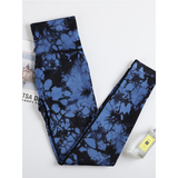 Women's High Waist Soft Smile Yoga Pants - Tiedyed Blue Black - Fitness Leggings - XXL - Polyester Spandex - image 48