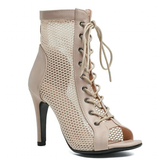 Funki Buys | Boots | Women's Mesh Peep Toe Stiletto Booties