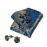 Funki Buys | Neckties | Men's Luxury 3 Pcs Blue Yellow Tie Set