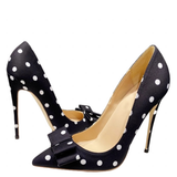 Funki Buys | Shoes | Women's Silk Polka Dot Bow Knot Heels