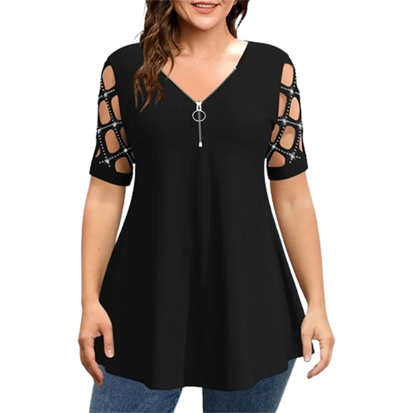 Funki Buys | Shirts | Women's Zipper Cut Out Sleeve Blouse