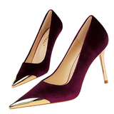 Funki Buys | Shoes | Women's Velvet Stilettos Metal Toe Heel