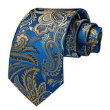 Funki Buys | Neckties | Men's Luxury 3 Pcs Blue Yellow Tie Set