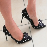 Funki Buys | Shoes | Women's Silk Polka Dot Bow Knot Heels