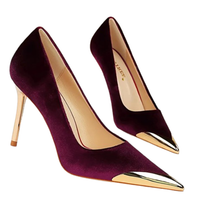 Funki Buys | Shoes | Women's Velvet Stilettos Metal Toe Heel