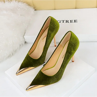 Funki Buys | Shoes | Women's Velvet Stilettos Metal Toe Heel