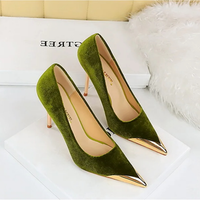 Funki Buys | Shoes | Women's Velvet Stilettos Metal Toe Heel