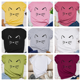 Funki Buys | Shirts | Women's Cute Cat Whiskers Printed T-Shirt