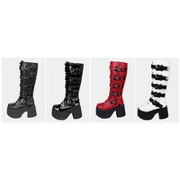 Funki Buys | Boots | Women's Harajuku Wide Buckle Boots