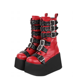 Funki Buys | Boots | Women's Gothic Buckle Strap Biker Boots