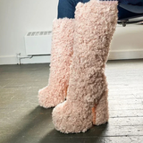 Funki Buys | Boots | Women's Knee-High Fuzzy Platform Boots